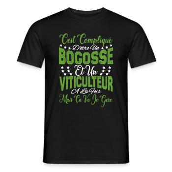 c'est compliqué être un Bogosse et un Viticulteur. - T-shirt homme - noir - Devant - AI Model Male 178 light (178cm)