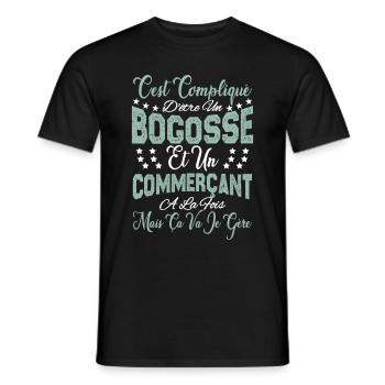 c'est compliqué d'être un Bogosse et un Commerçant - T-shirt homme - noir - Devant - AI Model Male 178 light (178cm)