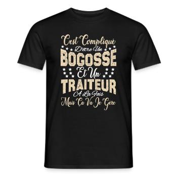 c'est compliqué d'être un Bogosse et un Traiteur. - T-shirt homme - noir - Devant - AI Model Male 178 light (178cm)