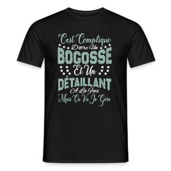 c'est compliqué d'être un Bogosse et un Détaillant - T-shirt homme - noir - Devant - AI Model Male 178 light (178cm)