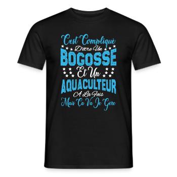c'est compliqué être un Bogosse et un Aquaculteur. - T-shirt homme - noir - Devant - AI Model Male 178 light (178cm)