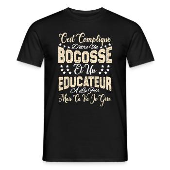 c'est compliqué d'être un Bogosse et un Educateur. - T-shirt homme - noir - Devant - AI Model Male 178 light (178cm)