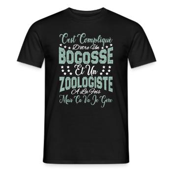 c'est compliqué d'être un Bogosse et un Zoologiste - T-shirt homme - noir - Devant - AI Model Male 178 light (178cm)