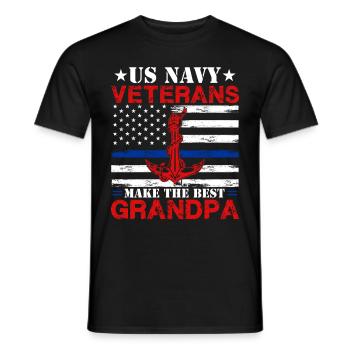 Les vétérans de la marine font la meilleure ancre de grand-père - T-shirt homme - noir - Devant - AI Model Male 178 light (178cm)