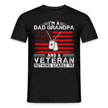 Veteran I am a father, grandpa and a veteran - Men's T-Shirt - black - Front - AI Model Male 178 light (178cm)