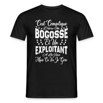 c'est compliqué d'être un Bogosse et un Exploitant - T-shirt homme - noir - Devant - AI Model Male 178 light (178cm)