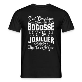 c'est compliqué d'être un Bogosse et un Joaillier. - T-shirt homme - noir - Devant - AI Model Male 178 light (178cm)