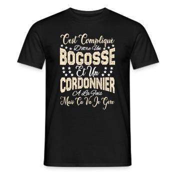 c'est compliqué d'être un Bogosse et un Cordonnier - T-shirt homme - noir - Devant - AI Model Male 178 light (178cm)