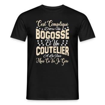 c'est compliqué d'être un Bogosse et un Coutelier. - T-shirt homme - noir - Devant - AI Model Male 178 light (178cm)