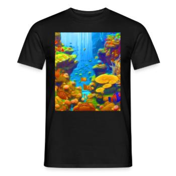 Coral reef illustration for ocean lovers - Men's T-Shirt - black - Front - AI Model Male 178 light (178cm)