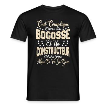 c'est compliqué être un Bogosse et un Constructeur - T-shirt homme - noir - Devant - AI Model Male 178 light (178cm)