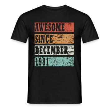 1981 geboren Im Dezember Retro Geschenkidee - Männer T-Shirt - Schwarz - Vorne - AI Model Male 178 light (178cm)