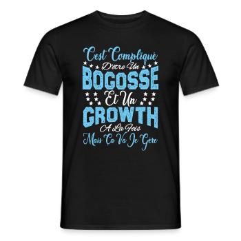c'est compliqué d'être un Bogosse et un Growth. - T-shirt homme - noir - Devant - AI Model Male 178 light (178cm)