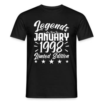 Naissance En Janvier 1998. Cadeau d'anniversaire. - T-shirt homme - noir - Devant - AI Model Male 178 light (178cm)