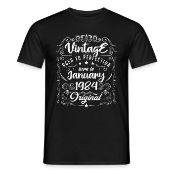 Vintage Né(e) en Janvier 1984 anniversaire janvier - T-shirt homme - noir - Devant - AI Model Male 178 light (178cm)