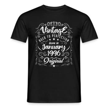 Vintage Born in January 1996 birthday January - Men's T-Shirt - black - Front - AI Model Male 178 light (178cm)