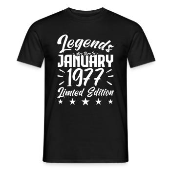 Naissance En Janvier 1977. Cadeau d'anniversaire. - T-shirt homme - noir - Devant - AI Model Male 178 light (178cm)