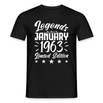 Naissance En Janvier 1963. Cadeau d'anniversaire. - T-shirt homme - noir - Devant - AI Model Male 178 light (178cm)