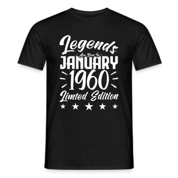 Naissance En Janvier 1960. Cadeau d'anniversaire. - T-shirt homme - noir - Devant - AI Model Male 178 light (178cm)