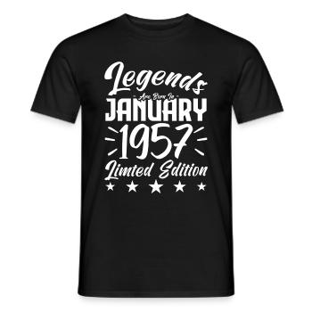 Naissance En Janvier 1957. Cadeau d'anniversaire. - T-shirt homme - noir - Devant - AI Model Male 178 light (178cm)