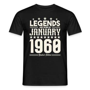 Cadeau Légende Janvier 1960. cadeau janvier 1960. - T-shirt homme - noir - Devant - AI Model Male 178 light (178cm)