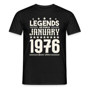 Cadeau Légende Janvier 1976. cadeau janvier 1976. - T-shirt homme - noir - Devant - AI Model Male 178 light (178cm)