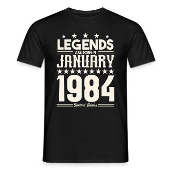 Cadeau Légende Janvier 1984. cadeau janvier 1984. - T-shirt homme - noir - Devant - AI Model Male 178 light (178cm)