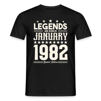 Cadeau Légende Janvier 1982. cadeau janvier 1982. - T-shirt homme - noir - Devant - AI Model Male 178 light (178cm)