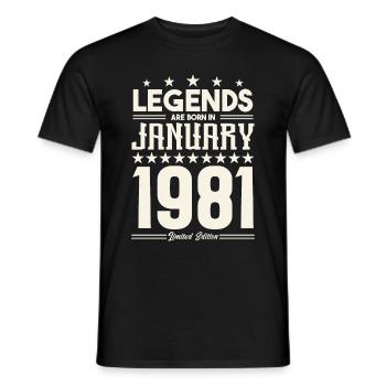 Geschenklegende Januar 1981. Geschenk Januar 1981. - Männer T-Shirt - Schwarz - Vorne - AI Model Male 178 light (178cm)