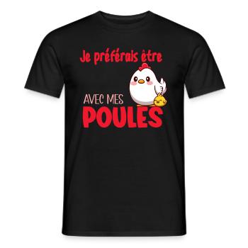 Je Préférais Être Avec Mes Poules Humour Jardinage - T-shirt homme - noir - Devant - AI Model Male 178 light (178cm)