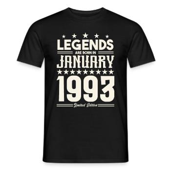 Gift legend January 1993. Gift January 1993. - Men's T-Shirt - black - Front - AI Model Male 178 light (178cm)
