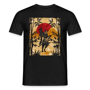 Samouraï Art Japonais Vintage Fighter Rétro - T-shirt homme - noir - Devant - AI Model Male 178 light (178cm)