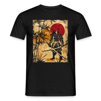 Samouraï Art Japonais Vintage Fighter Rétro - T-shirt homme - noir - Devant - AI Model Male 178 light (178cm)