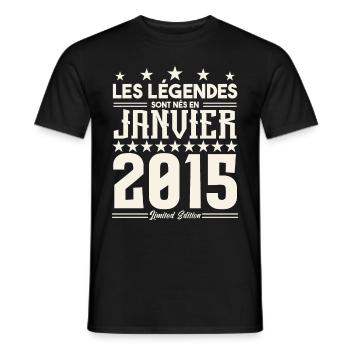 cadeau d'anniversaire janvier 2015. Janvier 2015. - T-shirt homme - noir - Devant - AI Model Male 178 light (178cm)