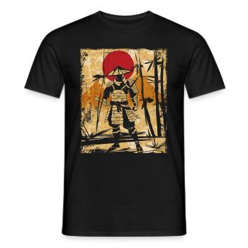 Samouraï Art Japonais Vintage Fighter Rétro - T-shirt homme - noir - Devant - AI Model Male 178 light (178cm)