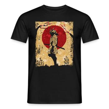 Samouraï Art Japonais Vintage Fighter Rétro - T-shirt homme - noir - Devant - AI Model Male 178 light (178cm)