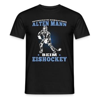 Alter Mann beim Eishockey Hockey junge - Männer T-Shirt - Schwarz - Vorne - AI Model Male 178 light (178cm)