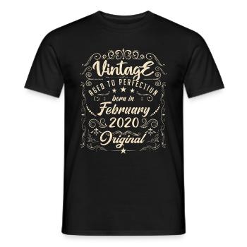 Vintage Né(e) en Février 2020 anniversaire février - T-shirt homme - noir - Devant - AI Model Male 178 light (178cm)