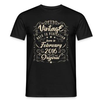 Vintage Born in February 2016 Anniversary February - Men's T-Shirt - black - Front - AI Model Male 178 light (178cm)