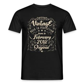 Vintage Born in February 2018 Anniversary February - Men's T-Shirt - black - Front - AI Model Male 178 light (178cm)