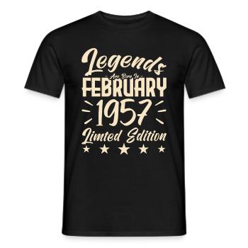 Naissance En Février 1957. Cadeau d'anniversaire. - T-shirt homme - noir - Devant - AI Model Male 178 light (178cm)