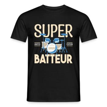 Super Batteur. Cadeau batteur. bassiste. Musicien. - T-shirt homme - noir - Devant - AI Model Male 178 light (178cm)