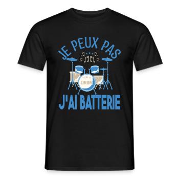 Je peux pas j'ai batterie. Cadeau batteur Musicien - T-shirt homme - noir - Devant - AI Model Male 178 light (178cm)