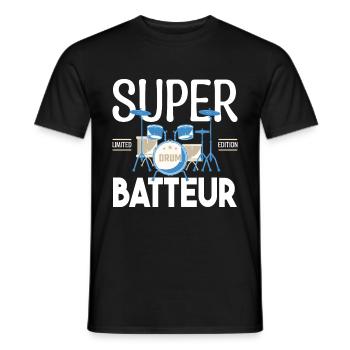 Super Batteur. Cadeau batteur. bassiste. Musicien. - T-shirt homme - noir - Devant - AI Model Male 178 light (178cm)