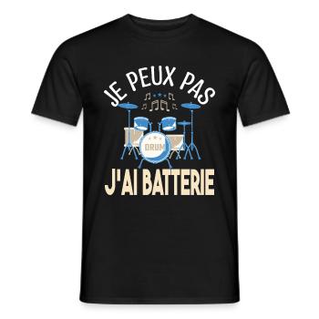 Je peux pas j'ai batterie. Cadeau batteur Musicien - T-shirt homme - noir - Devant - AI Model Male 178 light (178cm)