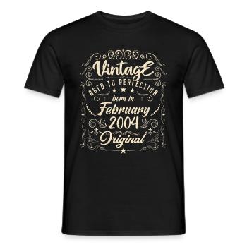 Vintage Né(e) en Février 2004 anniversaire février - T-shirt homme - noir - Devant - AI Model Male 178 light (178cm)