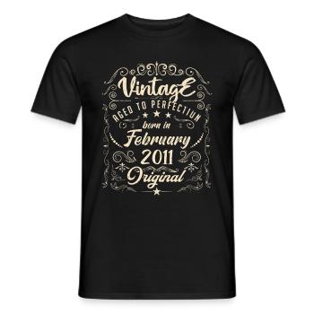 Vintage Né(e) en Février 2011 anniversaire février - T-shirt homme - noir - Devant - AI Model Male 178 light (178cm)