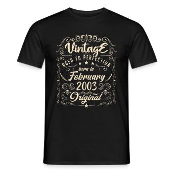 Vintage Né(e) en Février 2003 anniversaire février - T-shirt homme - noir - Devant - AI Model Male 178 light (178cm)