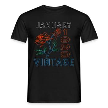 1999 Januar oldschool geboren Geschenk - Männer T-Shirt - Schwarz - Vorne - AI Model Male 178 light (178cm)