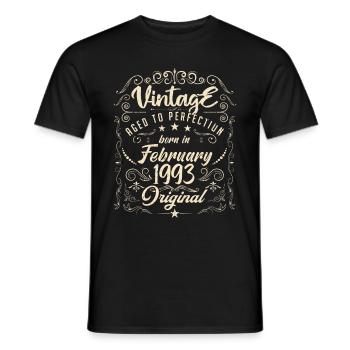 Vintage Né(e) en Février 1993 anniversaire février - T-shirt homme - noir - Devant - AI Model Male 178 light (178cm)